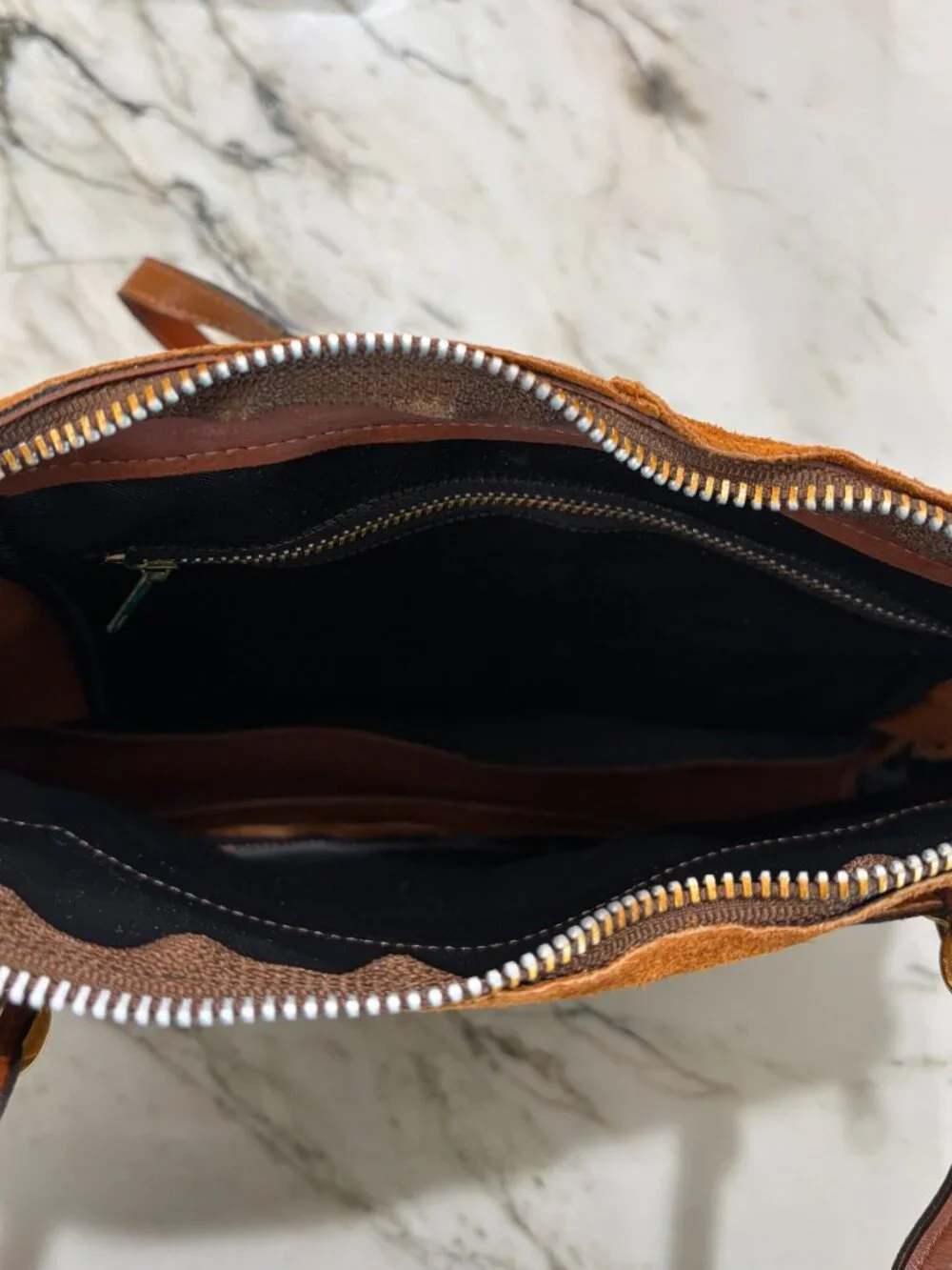 Brown Suede Shoulder bag with Brown Straps
